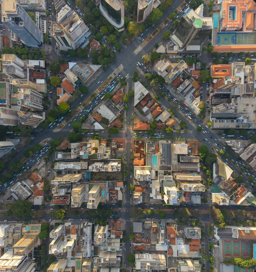 Aerial view of a residential neighbourhood