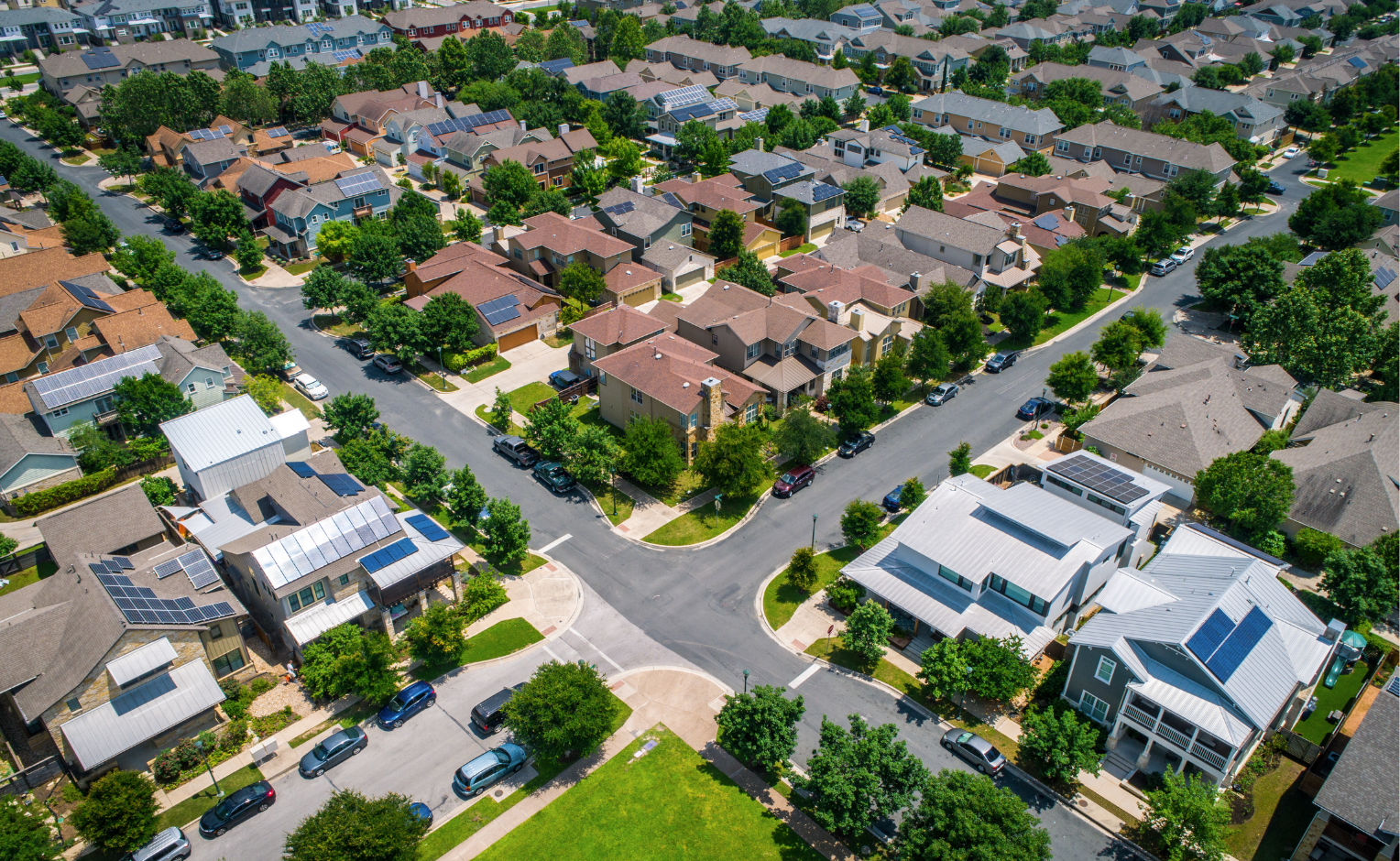 Aerial view of a Canadian suburban neighbourhood